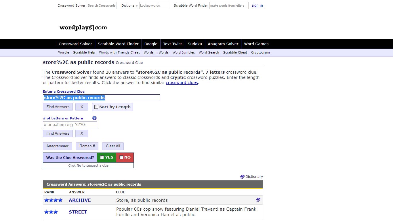 store, as public records Crossword Clue | Wordplays.com