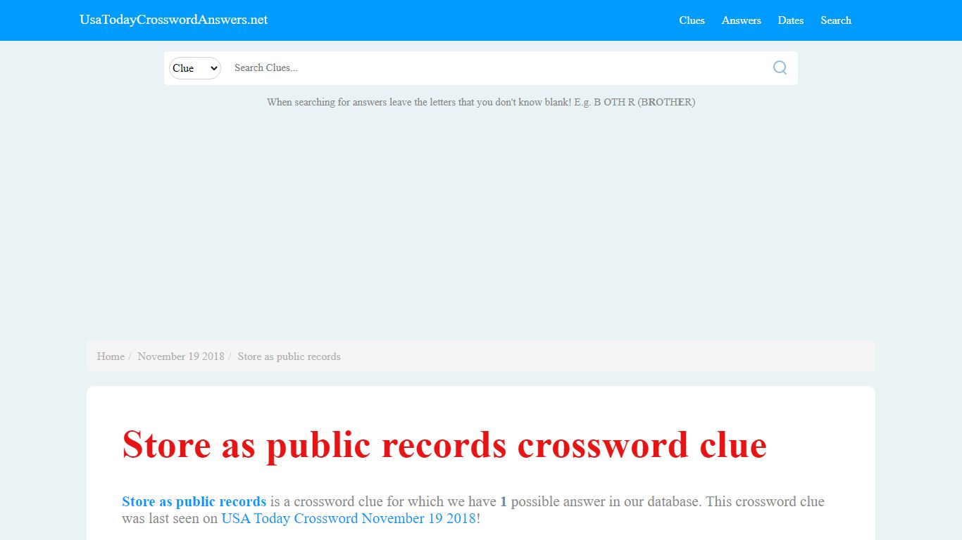 Store as public records crossword clue